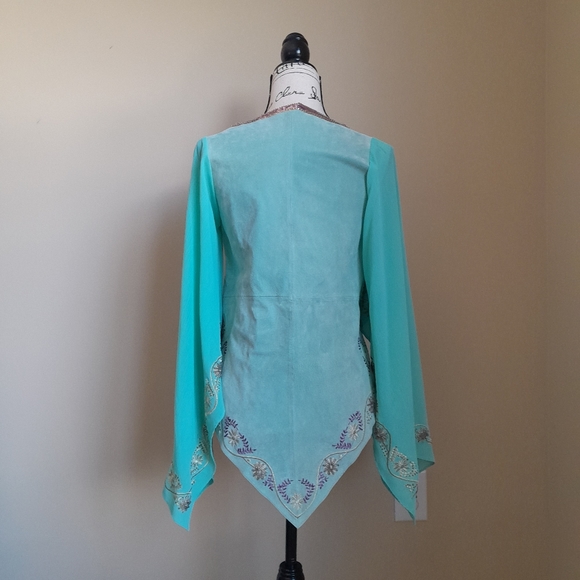 Wilsons Leather Turquoise Embroidered Blouse - Picture 4 of 12